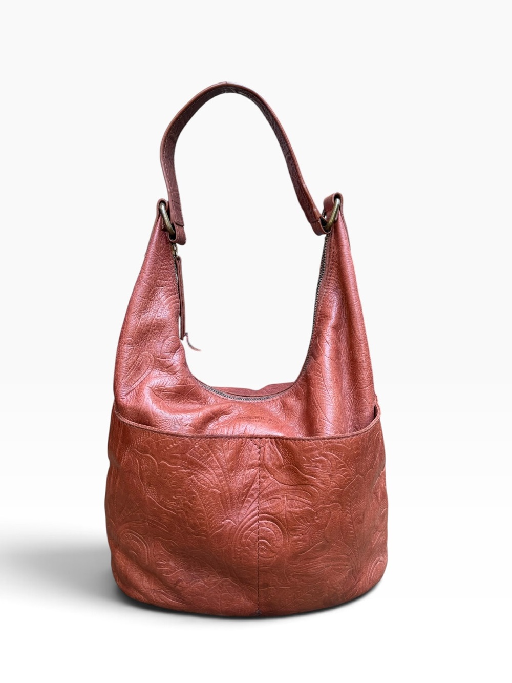 American Leather Co. Carrie Hobo Embossed Leather Purse